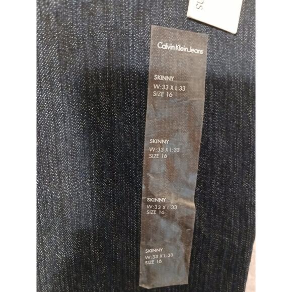 NEW Calvin Klein Jeans Women's Sz 33 16 XL Dark Blue Denim Skinny Embroidered - Picture 5 of 16